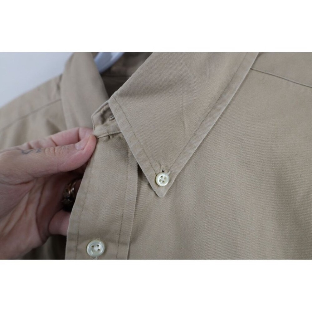 Ralph Lauren Vintage Khaki Tan Button Down Mens Shirt Cotton XL Polo 90s - Picture 3 of 6